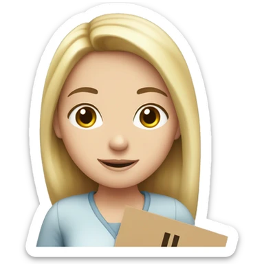 a white girl holding a sign that reads “hi izzy” sticker