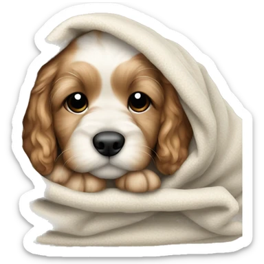 cute cockapoo puppy sleep in blanket sticker