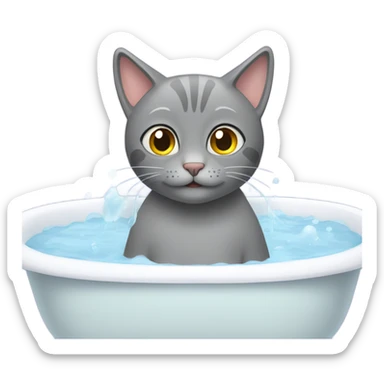 Grey cat in a bath  sticker