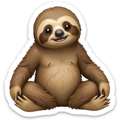 cinematic-sloth-realistic-full-body-sitting-emoji,-long-curved-claws-clinging,-thick-shaggy-brown-fur-slightly-ruffled,-head-tilted-dramatically,-slow-blinking-eyes-filled-with-serene-wisdom,-simplified-yet-realistic-focused-features,-highly-detailed,-glowing-with-an-almost-sarcastic-glow sticker