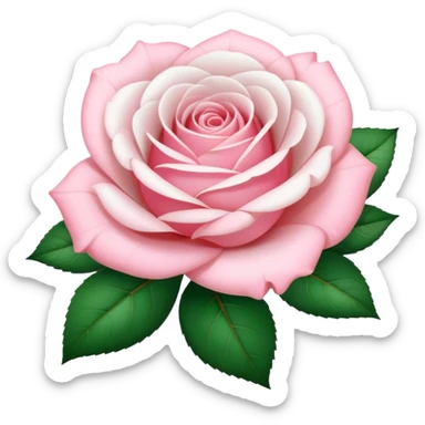 Soft pink white rose with a few leaves sticker