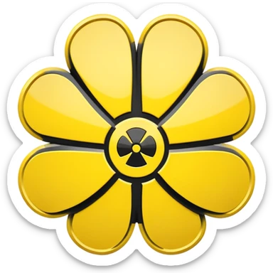 Standard yellow and black trefoil radioactive hazard warning symbol sticker