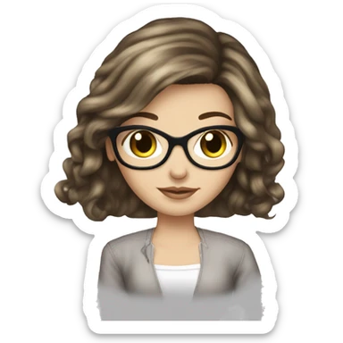 Brunette white girl long hair fashion designerl sewing sticker