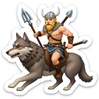 Viking Warrior Riding A Wolf  sticker