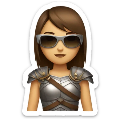 Girl gladiator with brown straight hair and sunglasses sticker