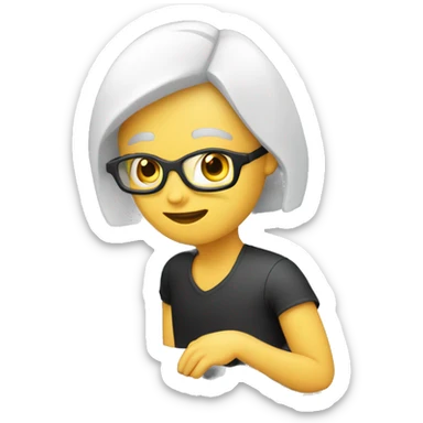 white Video editor working on laptop sticker