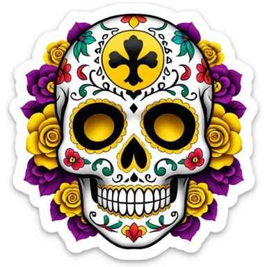 WuTang sugar skull with the wu-tang W logo incorporated into the skull design sticker