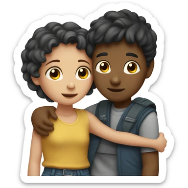 The boy hugs the girl  sticker