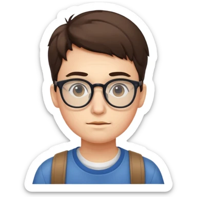 college student with curious face sticker