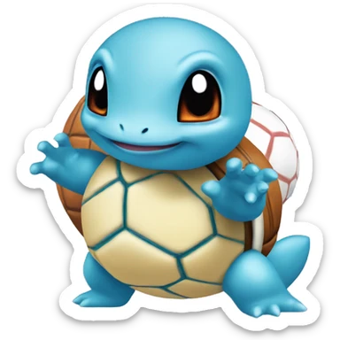Squirtle holding a quickball sticker