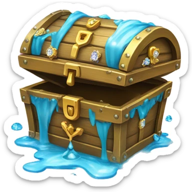 Treasure chest box with diamonds and flowers, dripping wet  sticker