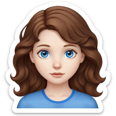 girl with wavy brown hair blue eyes and pale skin sticker