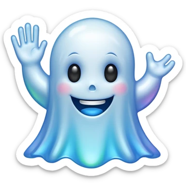 Holographic chrome happy cartoon ghost sticker