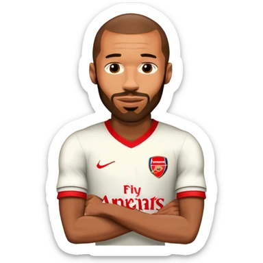 Add an Arsenal jersey to Thierry Henry in a football theme, keeping the emoji style. sticker