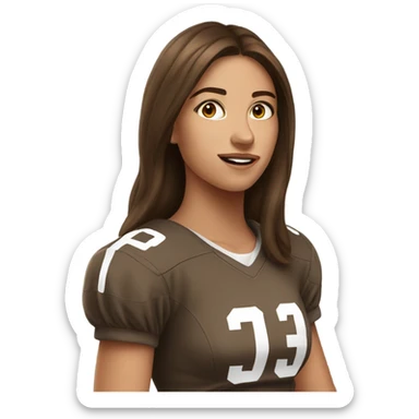 Young woman with brown hair who just won all girl fantasy football league sticker