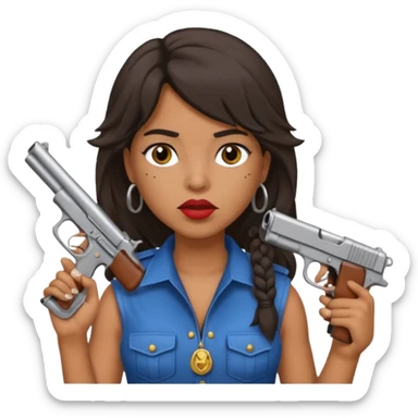 latina with mullet putting gun in her mouth sticker