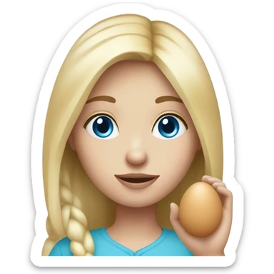 Blonde girl with blue eyes and an egg in her hand sticker