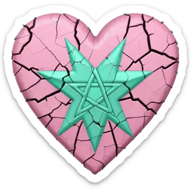 pastel goth heart with mint green pentagram sticker