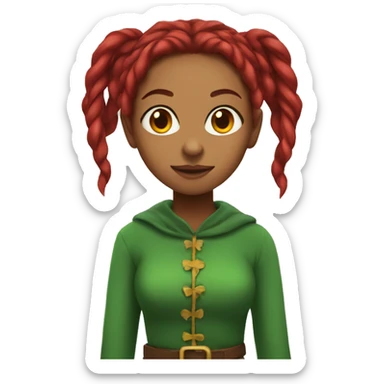 girl with elf ears and red dreadlocks  sticker