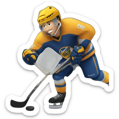 hockey player golpeando sticker