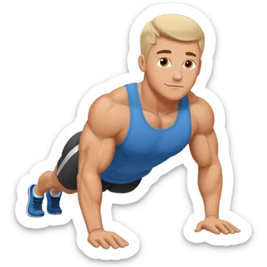 White man doing pushups  sticker