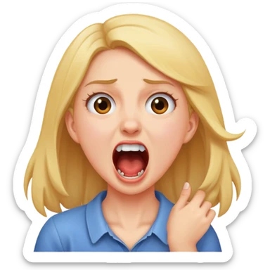 girl holding neck while screaming sticker