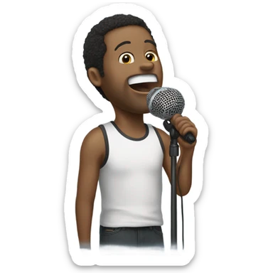 My brother Karl singing into a microphone that looks like a skate sticker