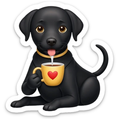 Cup of Tea cake black Labrador  sticker