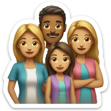 familia de 3 mujeres y 1 hombre sticker