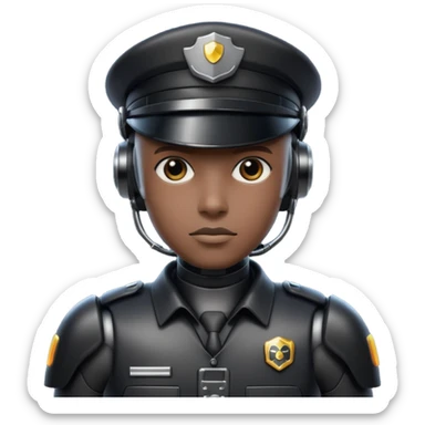 black half robot cop sticker