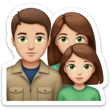boyfriend with brown hair and brow ayes  and girlfriend with brown hair and green eyes sticker