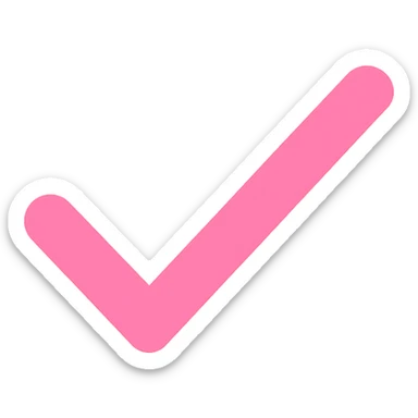 simple pink check mark, flat icon style sticker