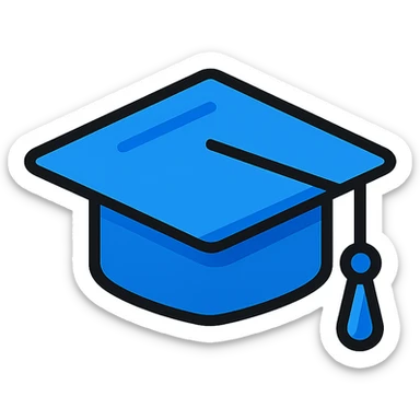 blue graduation cap, realistic, with blue tassel, fabric details, shadow and highlights sticker