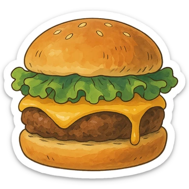 ghibli style cheeseburger sticker