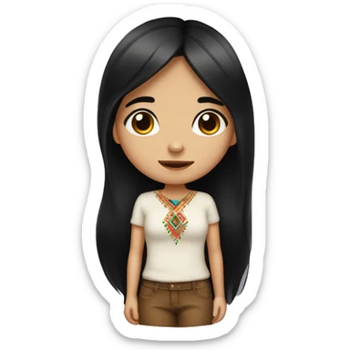 cute mexican girl with long black hair and big brown eyes  sticker
