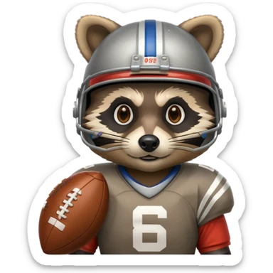 american football player raccoon sticker