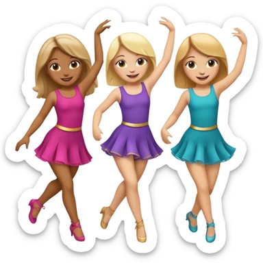 Emoji of 3 Girls dancing ONLY ONE with blonde hair, one tan skin with brown  hair ONLY ONE IS BLONDE sticker