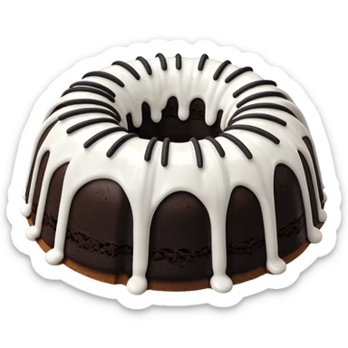 Oreo Bundt cake with white icing flowing down the sides  sticker