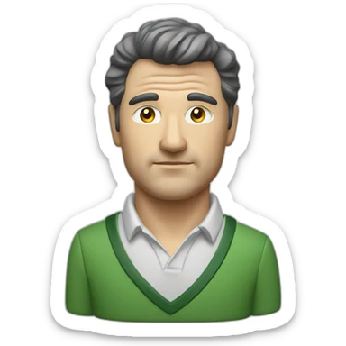 bust of white middle aged golfer with dark hair sticker