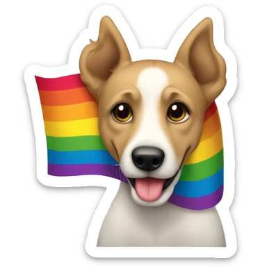 Perro con bandera LGBTi sticker