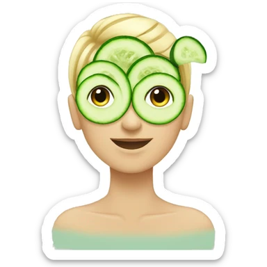 Emoji with cucumber on eyes / spa day sticker