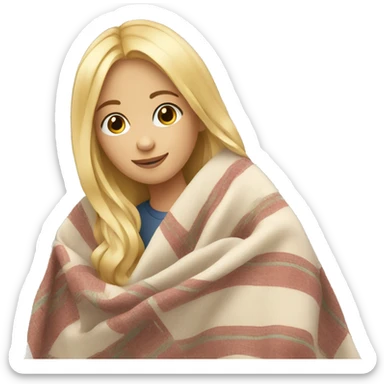 Blond girl with blanket sticker