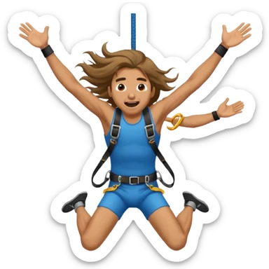 bungee jumping man face only with flying long hair and open mouth sticker
