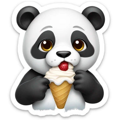 Panda eating ice cream sticker