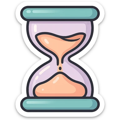 beautiful voluminous hourglass, vector look with shadows and highlights, 3D effect, detailed shading, thin clean outlines, soft rounded features, pastel palette #98B5BC #B5B3C1 #C9A3C9 #E4C0CA #F7DCD1 #F7C0AA, Japanese pop art, sticker look, highly detailed sticker
