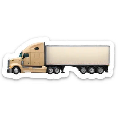 tan semi truck and trailer, side view sticker