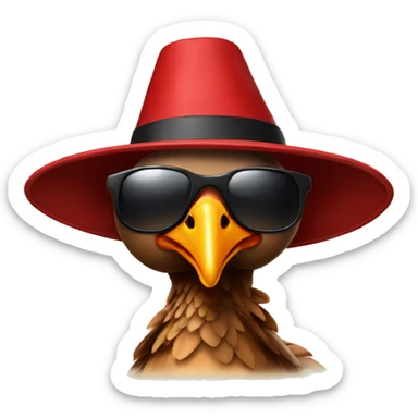 Turkey with red hat and sunglasses sticker