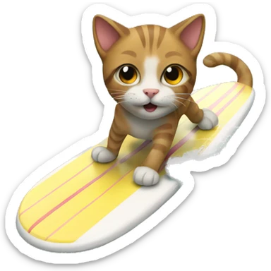 A cat surfing  sticker