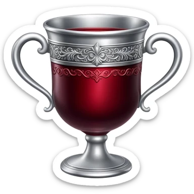 silver cup with wine sticker