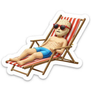A brain lies in a deck chair wearing sunglasses at the edge of the pool. sticker